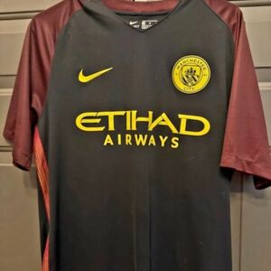Nike 2016 Away Black and Maroon Manchester City Jersey